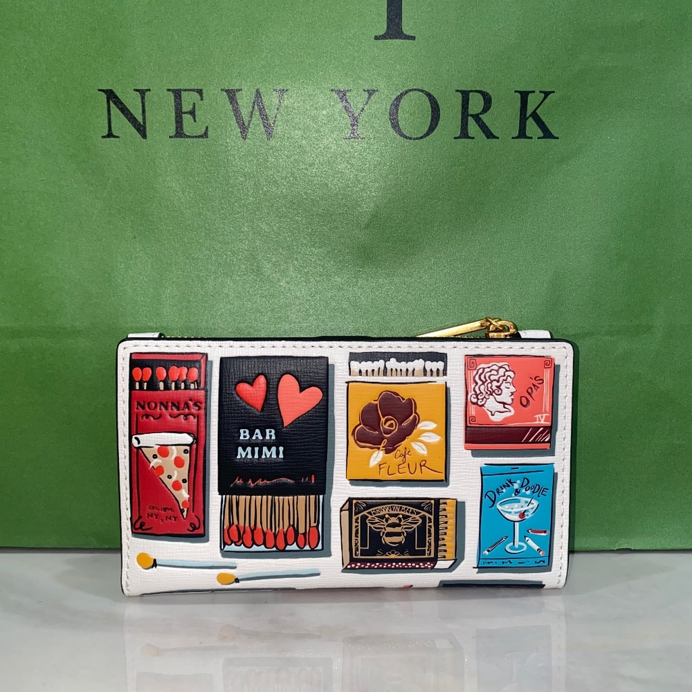 kate spade White Multi Printed Zip Wallet - Picture 3 of 5